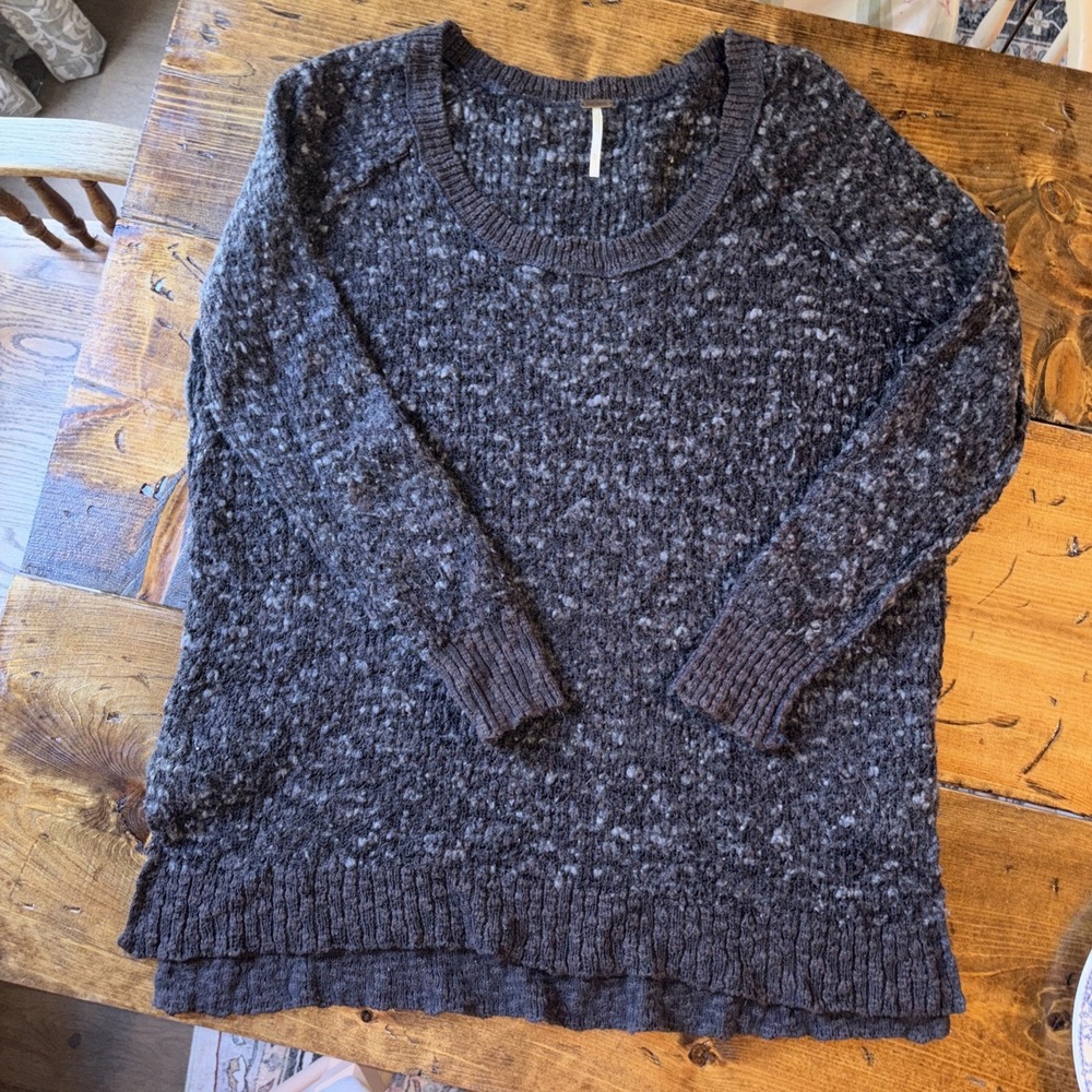 Free People Women's M Cozy Fluffy Pullover Bohemian Stretchy Sweater Shirt